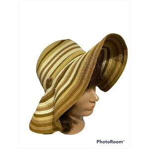 Vintage Panama Jack Striped Floppy Boho Sun Hat
